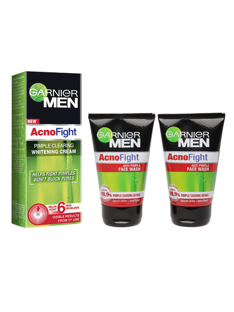 

Garnier Men Acno Fight Pimple Clearing Whitening Cream & Face Wash, Black