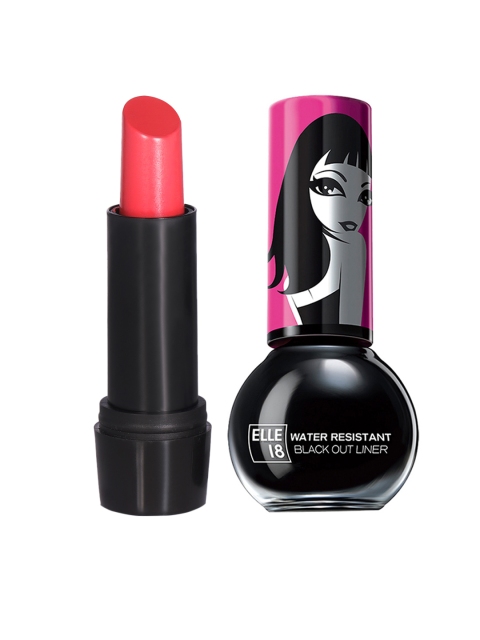 

ELLE 18 Color Pops Matte Lipstick & Water Resistant Eyeliner Combo, Black