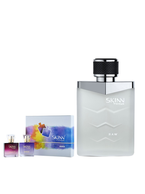 

SKINN by Titan Men Set Of Raw Eau de Parfum & Celeste & Sheer Miniature EDP Gift Set, White