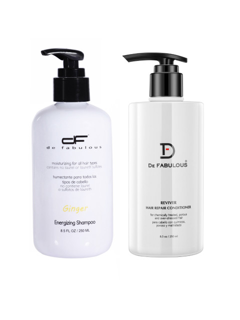 

De Fabulous Set Of Ginger Energizing Shampoo & Reviver Hair Repair Conditioner, White