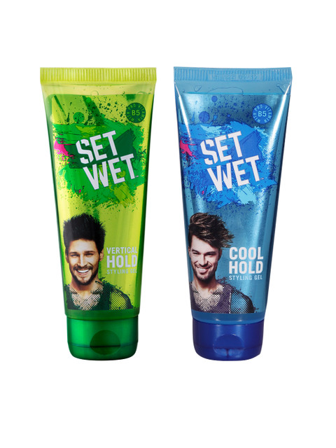

Set Wet Men Set Of Vertical Hold & Cool Hold Hair Styling Gel, Green