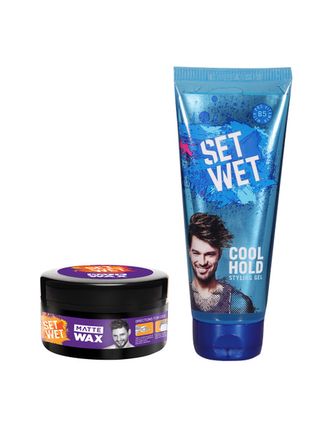 

Set Wet Men Set Of Cool Hold Hair Styling Gel & Matte Hair Wax, Purple