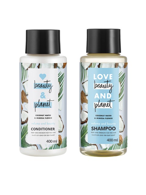 

Love Beauty & Planet Set of Coconut Water & Mimosa Flower Shampoo & Conditioner, White