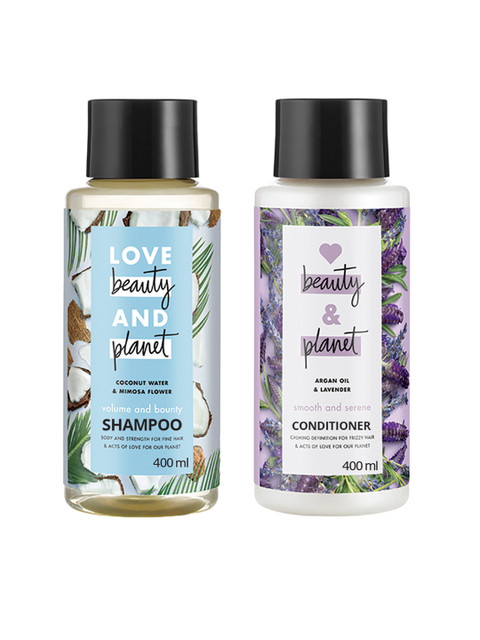 

Love Beauty & Planet Set of Coconut Water & Mimosa Flower Shampoo & Argan Oil Conditioner, White