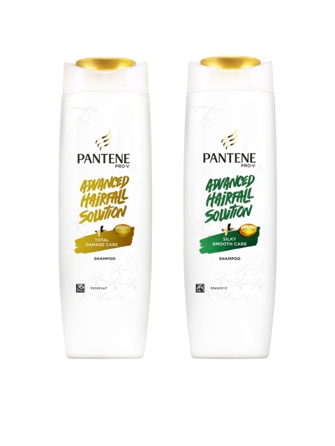 

Pantene Set of 2 Advanced Hair Fall Shampoos-Total Damage Care & Silky Smooth Care, White