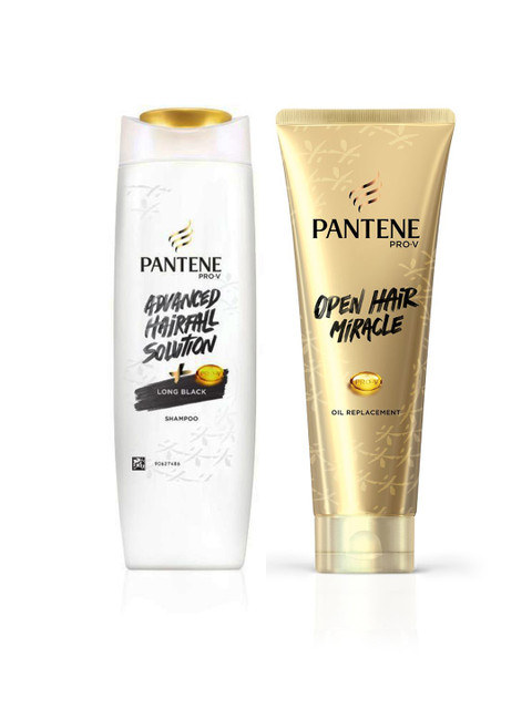 

Pantene Set of Hair Fall Solution Long Black Shampoo & Open Hair Miracle Conditioner, White