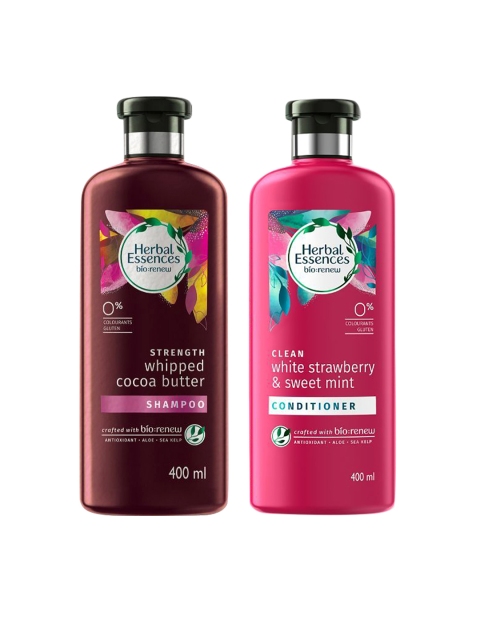 

Herbal Essences Set of Cocoa Butter Shampoo & Strawberry & Sweet Mint Conditioner, Pink