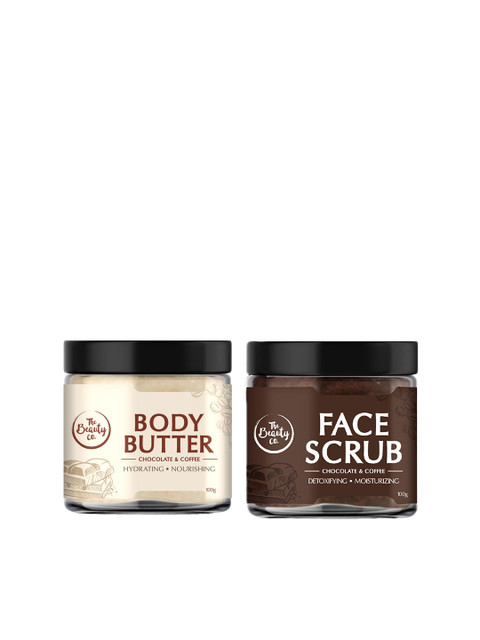 

The Beauty Co. Set of Chocolate & Coffee Body Butter & Face Scrub - 100 g eah, Off white