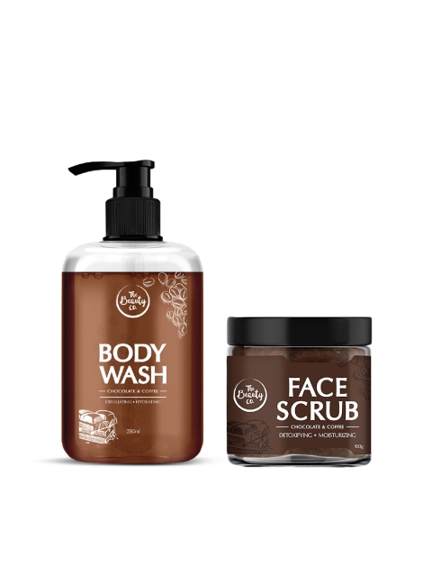 

The Beauty Co. Set of Chocolate & Coffee Face Scrub & Body Wash, Brown