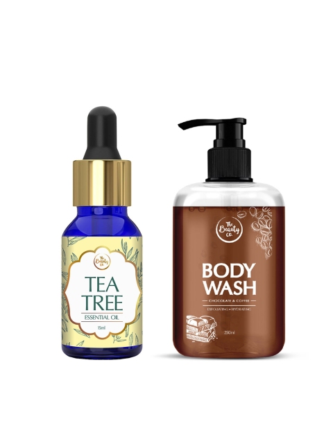 

The Beauty Co. Set of Tea Tree Essential Oil & Chocolate & Coffee Body Wash, Yellow