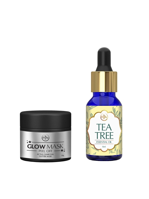 

The Beauty Co. Set of Tea Tree Essential Oil & Activated Charcoal Glitter Glow Mask, Yellow