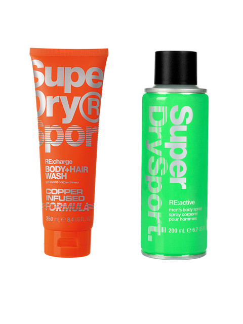 

Superdry Men Sport Set of ReActive Deodorant & ReCharge Body - Hair Wash, Orange