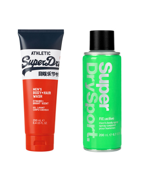 

Superdry Men Set of Sport ReActive Deodorant & Heritage Athletic Body - Hair Wash, Multi