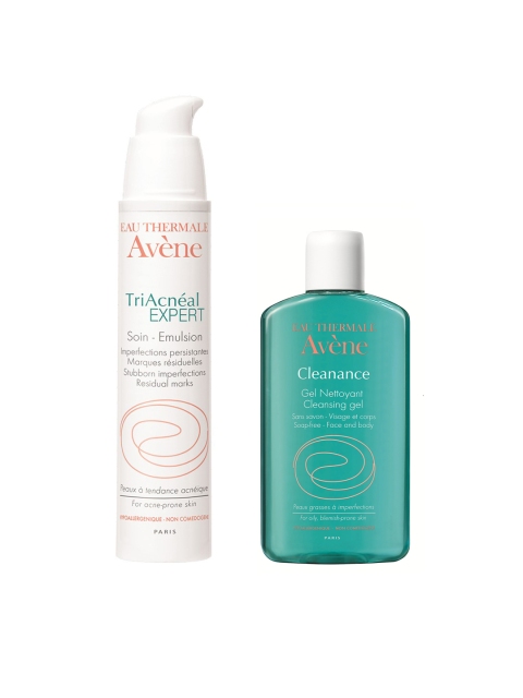 

Avene Set of Soap-Free Cleansing Gel & Triacneal Expert Cream, White