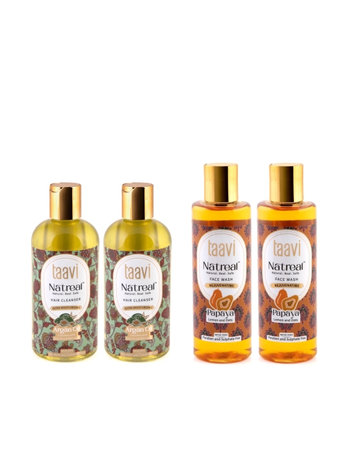 

Taavi Set of 2 Natreal Argon Oil Hair Cleanser & 2 Natreal Rejuvenating Papaya Face Wash, Green