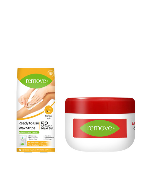 

Remove Set of Wax Strips & Brazilian Bikini Hard Wax, Orange