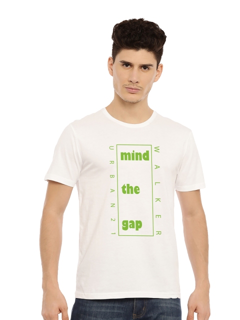 

MASH UNLIMITED Men White & Green Typography Printed Slim Fit T-shirt
