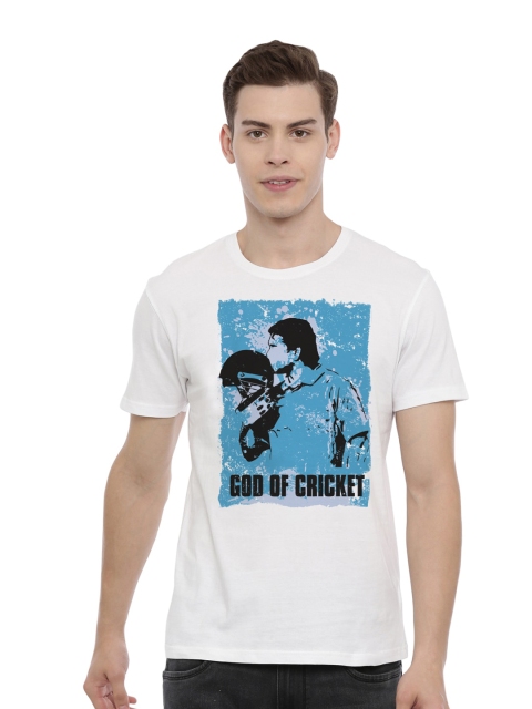 

MASH UNLIMITED Men White & Blue Sachin Tendulkar Printed Slim Fit T-shirt