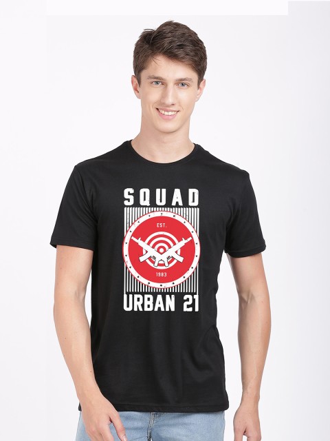 

MASH UNLIMITED Men Black & White Typography Printed Slim Fit T-shirt