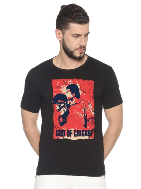 

MASH UNLIMITED Men Black & Red Sachin Tendulkar Printed Slim Fit T-shirt