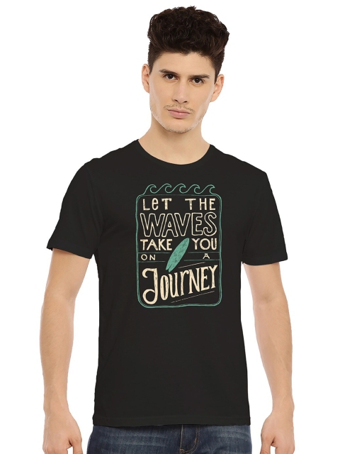 

MASH UNLIMITED Men Black & Beige Typography Printed Slim Fit T-shirt