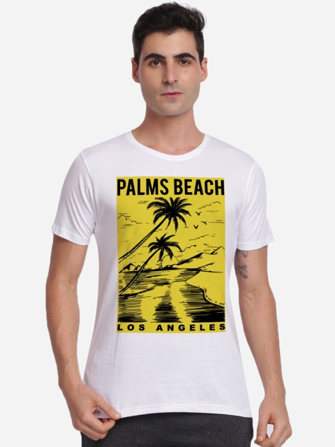

MASH UNLIMITED Men White & Yellow Printed Slim Fit T-shirt