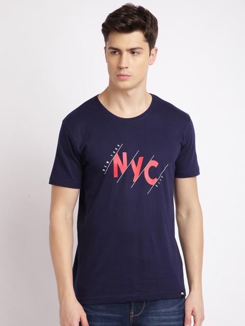 

MASH UNLIMITED Men Navy Blue & Red Printed Slim Fit T-shirt