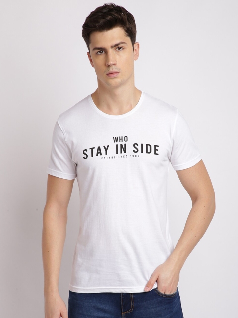 

MASH UNLIMITED Men White & Black Typography Printed Slim Fit T-shirt