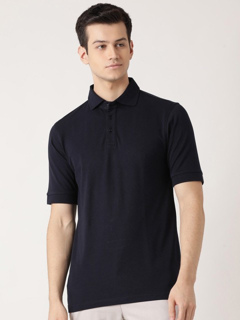 

Bruun & Stengade Men Navy Blue Polo Collar Slim Fit T-shirt