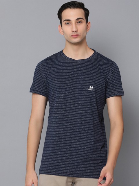 

LINDBERGH Men Navy Blue Striped Slim Fit T-shirt