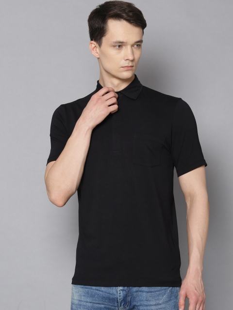 

LINDBERGH Men Black Polo Collar Slim Fit T-shirt