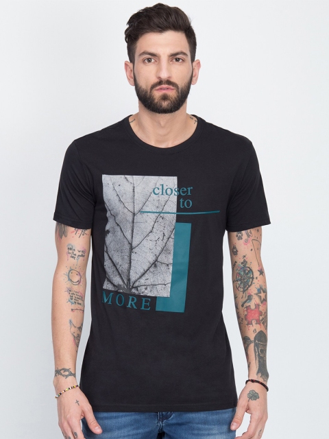 

LINDBERGH Men Black & Grey Typography Printed Slim Fit T-shirt