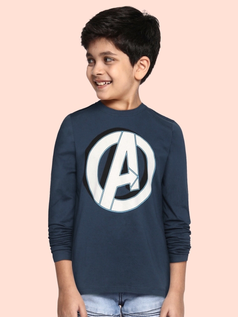 

YK Marvel Boys Navy Blue & White Cotton Avengers Print T-shirt