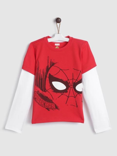 

YK Marvel Boys Red & White Cotton Spider-Man Print T-shirt