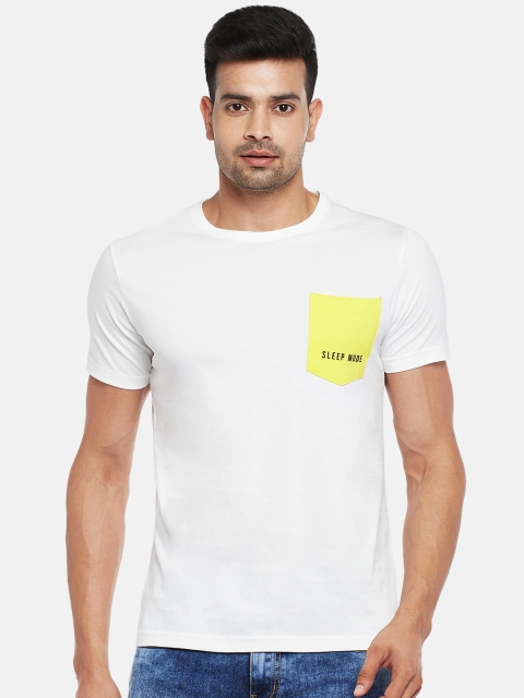 

People Men Off White & Yellow T-shirt