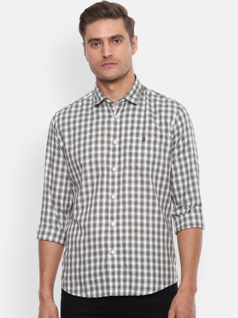 

Louis Philippe Jeans Men Grey & White Slim Fit Checked Pure Cotton Casual Shirt