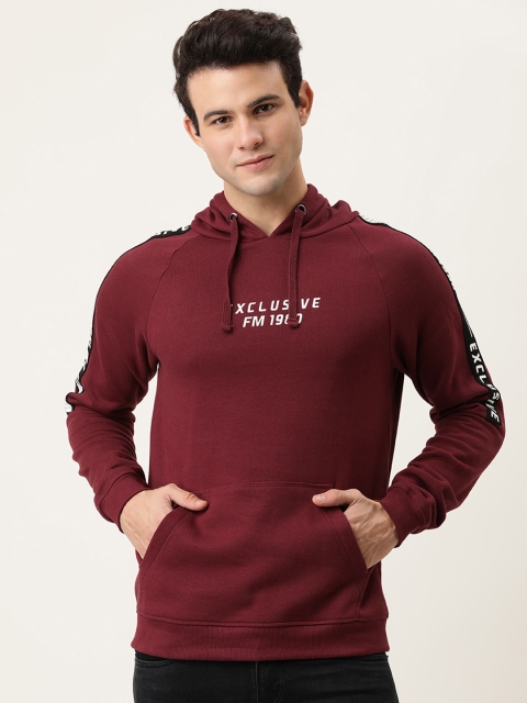 

Flying Machine Men Maroon Printed Hooded Sweatshirt