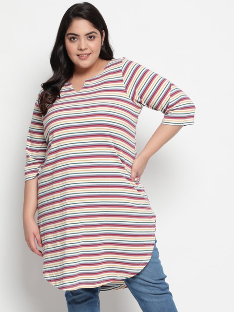 

Amydus Burgundy & Green Striped Cotton Tunic