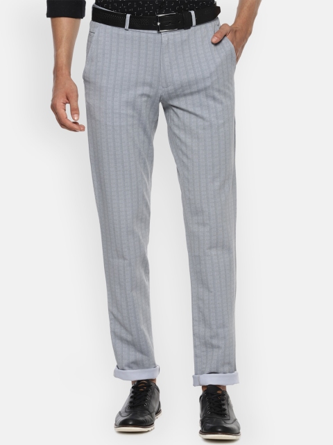 

Louis Philippe Sport Men Grey Striped Slim Fit Trousers