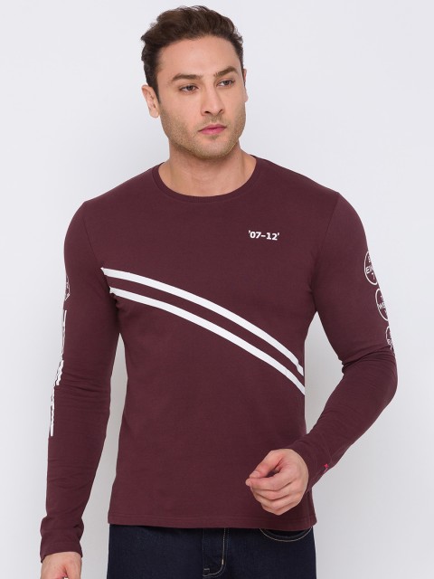 

Being Human Men Maroon Striped Sweatshirt