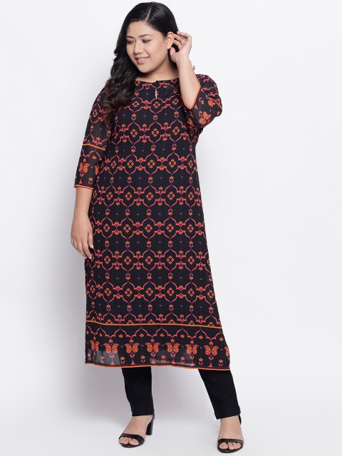 

Amydus Women Black Ethnic Motifs Printed Sleeves Kurta