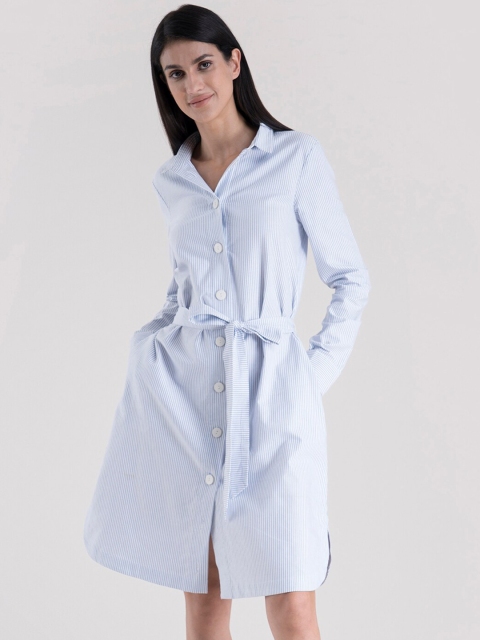 

FableStreet Blue Striped Shirt Dress