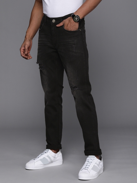 

WROGN Men Black Slim Tapered Fit Light Fade Stretchable Jeans