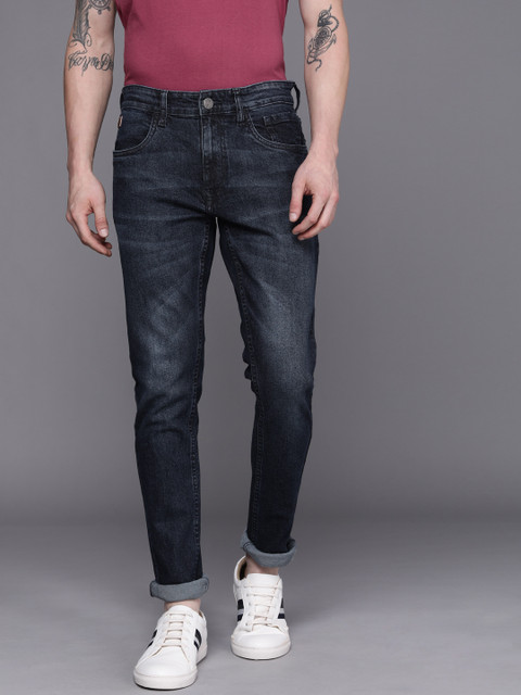 

WROGN Men Blue Slim Fit Light Fade Clean Look Mid Rise Stretchable Jeans