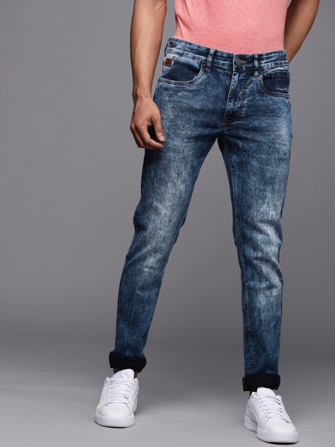 

WROGN Men Blue Slim Fit Light Fade Acid Wash Stretchable Jeans