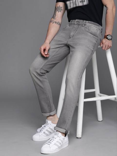 

WROGN Men Grey Skinny Fit Light Fade Stretchable Jeans