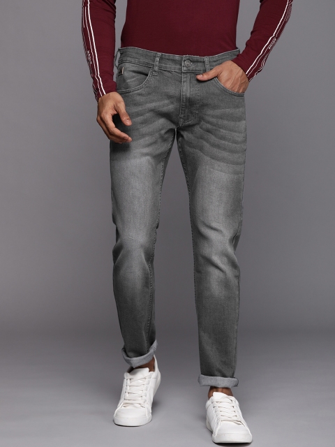 

WROGN Men Grey Slim Fit Mid-Rise Heavy Fade Jeans