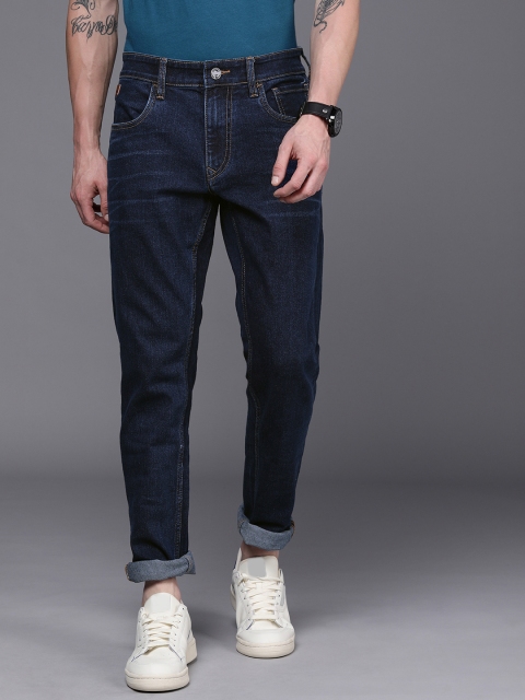 

WROGN Men Navy Blue Slim Fit Mid-Rise Stretchable Jeans