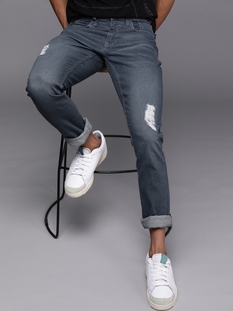 

WROGN Men Blue Slim Fit Mildly Distressed Light Fade Jeans
