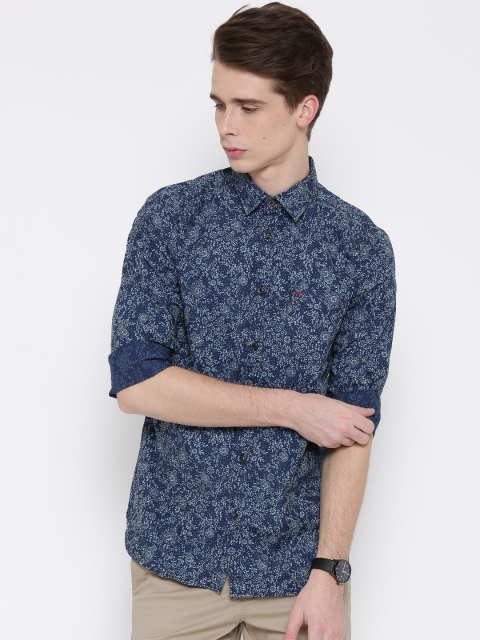 

Jack & Jones Men Navy Blue Printed Casual Shirt